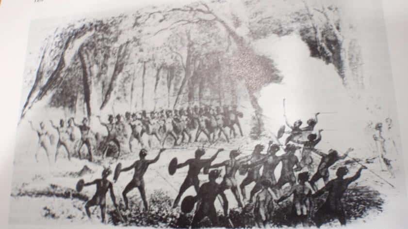 Figure  SEQ Figure \* ARABIC7: 1853 tournament at the pullen-pullen grounds somewhere between Annerley and Yeronga (courtesy Illustrated London News)