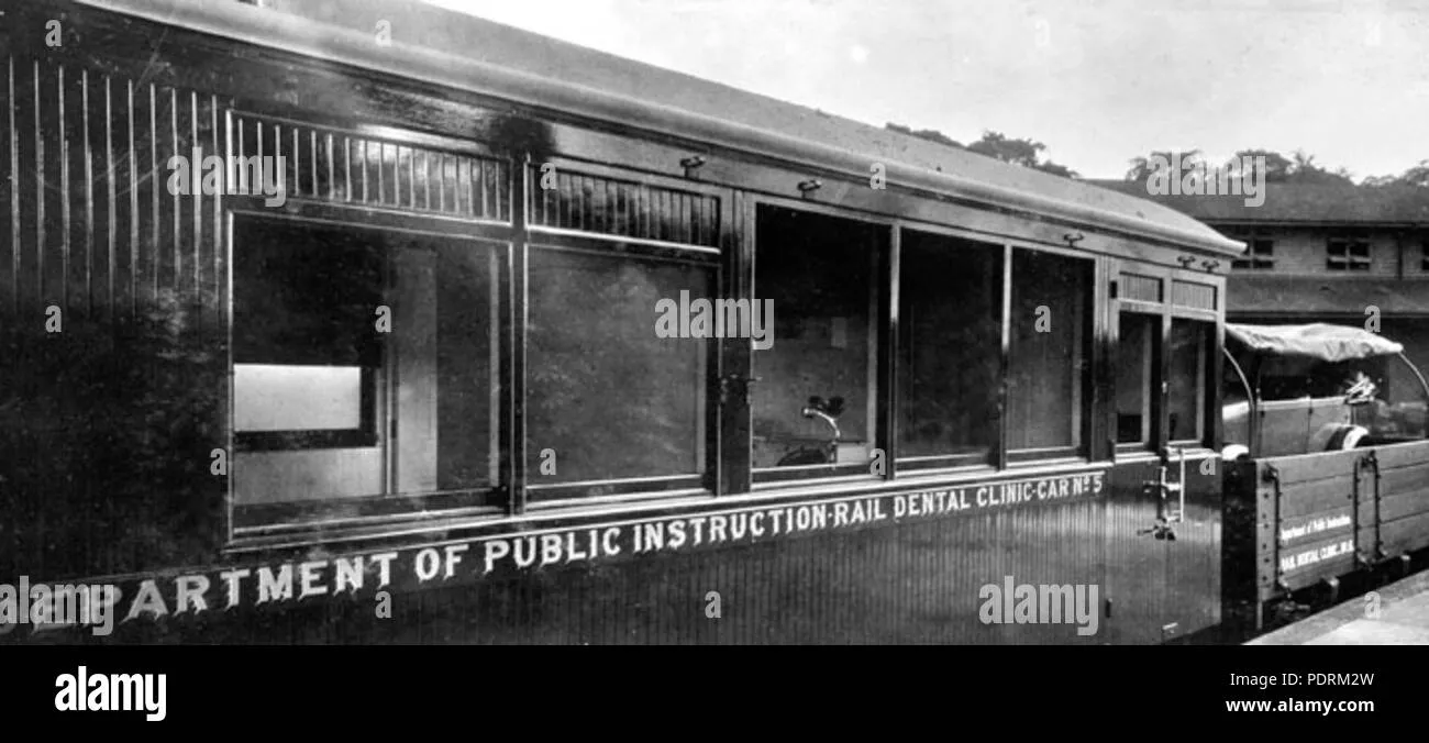 032. queensland state archives 2551 external view of the department of public instruction rail dental clinic car carriage and motor wagon roma street